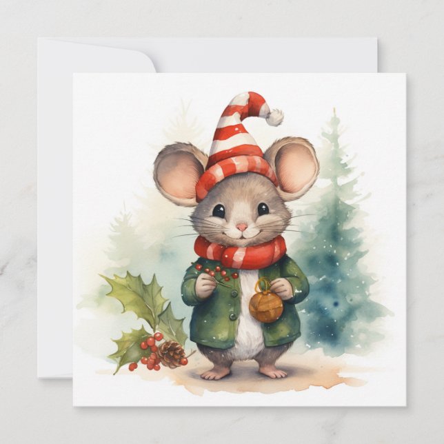 Merry Christmas Mouse Greeting Card (Front)