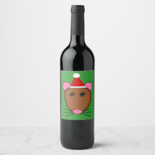 Merry Christmas Mouse Wine Bottle Labels