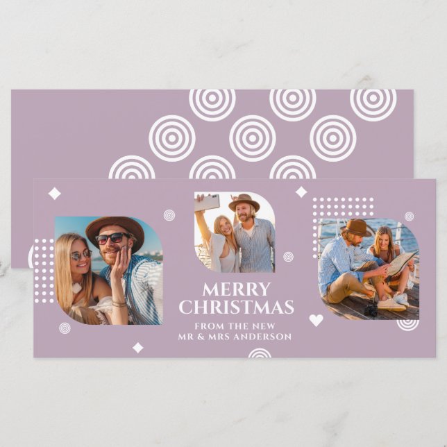 Merry Christmas Mr & Mrs 3 Photo Collage Modern (Front/Back)
