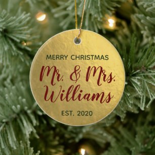 Merry Christmas Mr. & Mrs. Ceramic Ornament