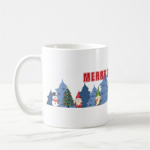 Merry Christmas Mug. Gnomes, Snowmen, Pine trees Coffee Mug