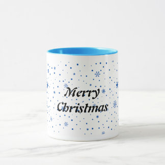 Merry Christmas mug with blue snowflakes
