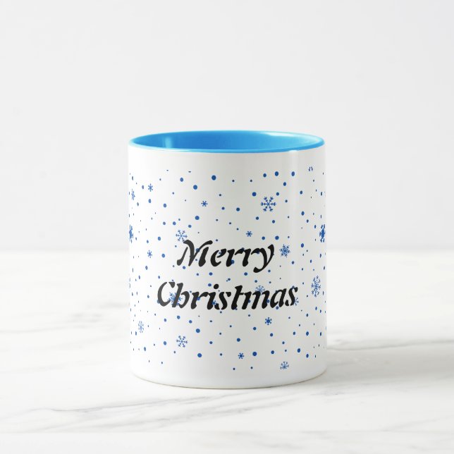 Merry Christmas mug with blue snowflakes (Centre)