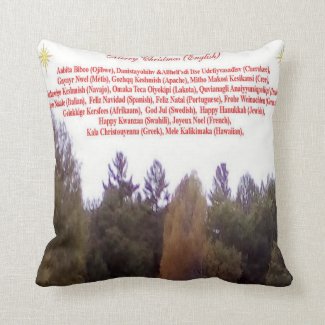 Merry Christmas Multi Language Throw Pillow