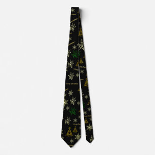merry christmas muster in schwarz und gold tie