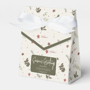 Merry Christmas Muted Holly Foliage Holiday Favor Box