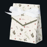 Merry Christmas Muted Holly Foliage Holiday Favor Box<br><div class="desc">Holly,  poinsettias and winter foliage elements in muted holiday colours over a cream-coloured background. "Merry Christmas" header. Please reach out with any comments or for customization assistance. Always happy to help!</div>