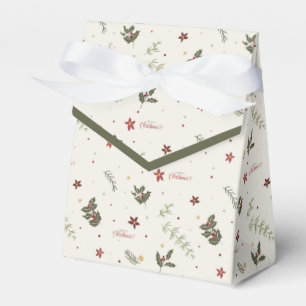 Merry Christmas Muted Holly Foliage Holiday Favor Box