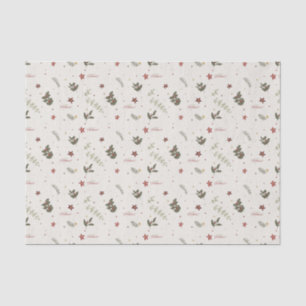 Merry Christmas Muted Holly Foliage Holiday Tissue Paper