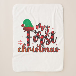 Merry Christmas My First Christmas Sherpa Blanket