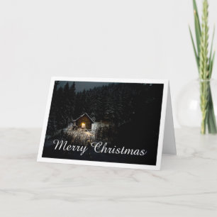 Merry Christmas Mystic Cabin Deep Woods Card