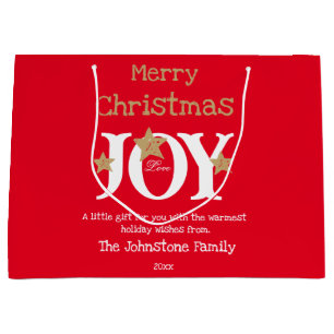 Merry Christmas Name Cool Chic Cute Red Large Gift Bag