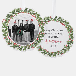 Merry Christmas NAME Family Photo Paper Ornament Card