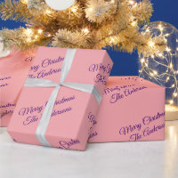 Merry Christmas, Names, Purple Script on Peach
