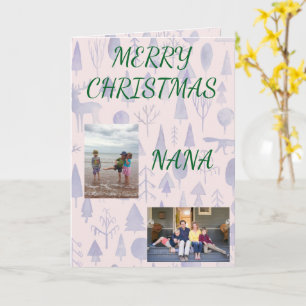 Merry Christmas Nana with Two Photos Card
