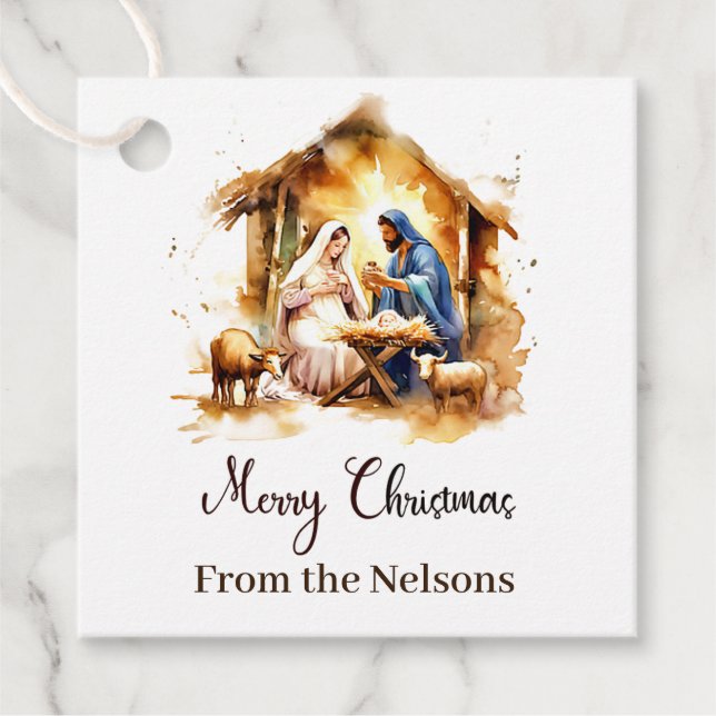 Merry Christmas Nativity Favour Tags (Front)