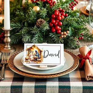 Merry Christmas Nativity Place Card