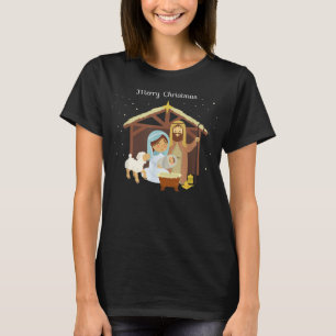 Merry Christmas & Nativity Scene Christian Faith H T-Shirt