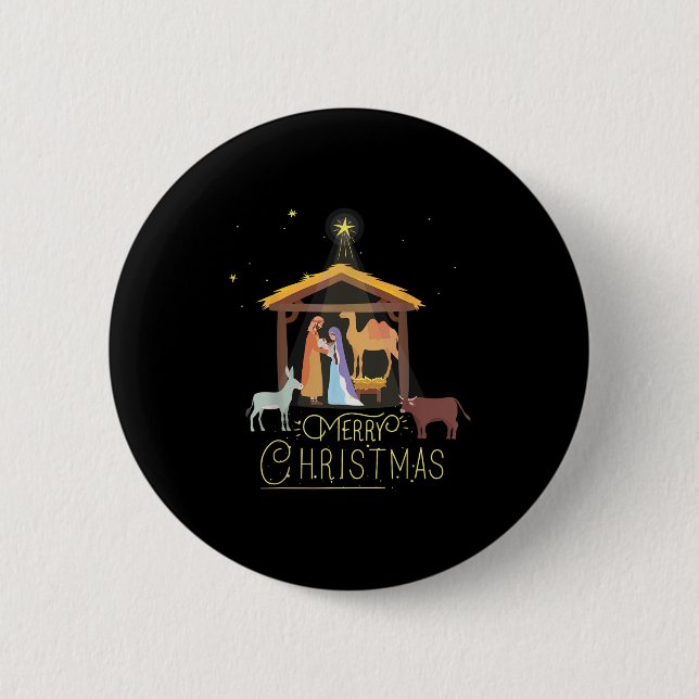 Merry Christmas - Nativity Scene North Star - Baby 2 Inch Round Button (Front)
