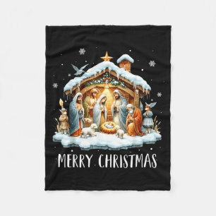 Merry Christmas Nativity Scene North Star Baby Jes Fleece Blanket