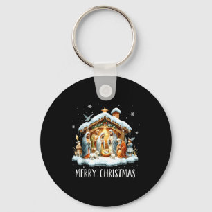 Merry Christmas Nativity Scene North Star Baby Jes Keychain