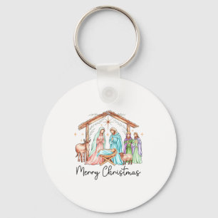 Merry Christmas Nativity Scene North Star Baby Jes Keychain