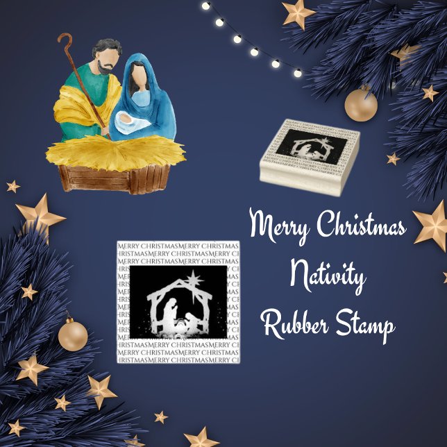Merry Christmas Nativity Scene  Rubber Stamp (Creator Uploaded)