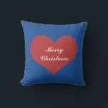 Merry Christmas Nautical Blue White Red Heart Cute Outdoor Pillow<br><div class="desc">Printed with big red heart pattern with "Merry Christmas" message in red,  blue,  white colours! Great for home decor,  party favours or gifts.</div>