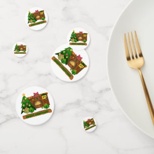 Merry Christmas near fireplace bonfire xmas tree Confetti