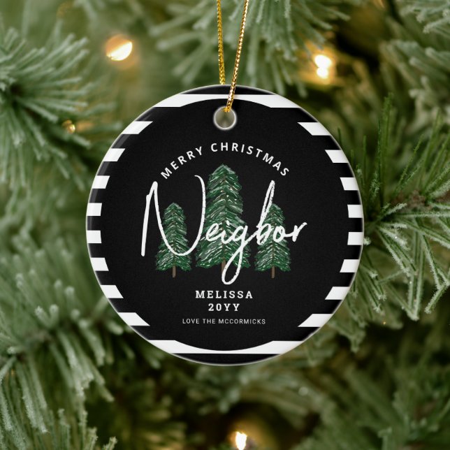 Merry Christmas Neighbour Personalized Custom Ceramic Ornament (Tree)