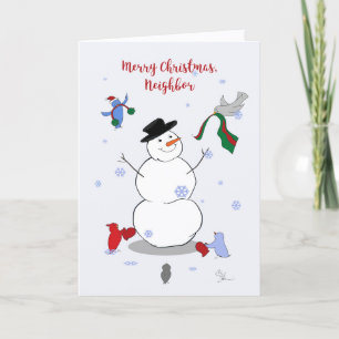 Merry Christmas Neighbour Snowman Holiday Card