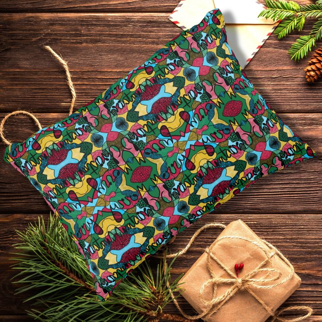 MERRY CHRISTMAS NEUROGRAPHIC & BLACK LINE ACCENT PILLOW (Creator Uploaded)