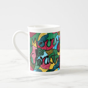 MERRY CHRISTMAS NEUROGRAPHIC & BLACK LINE  BONE CHINA MUG