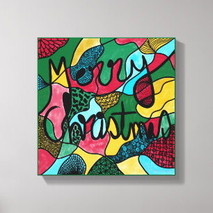 MERRY CHRISTMAS NEUROGRAPHIC & BLACK LINE  CANVAS PRINT
