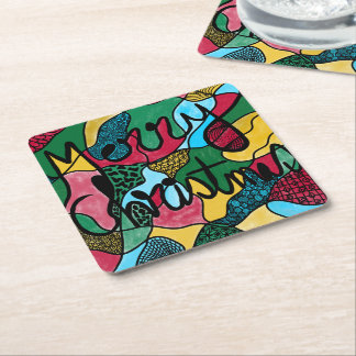 MERRY CHRISTMAS NEUROGRAPHIC & BLACK LINE  SQUARE PAPER COASTER