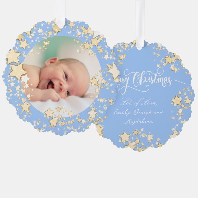Merry Christmas new baby boy Ornament Card (Front/Back)