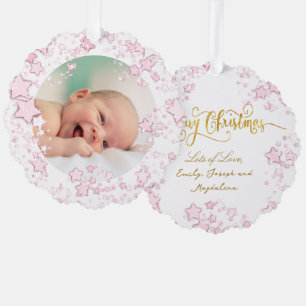 Merry Christmas new baby girl Ornament Card