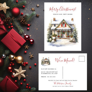 Merry Christmas New Home Moving Announcement Postcard