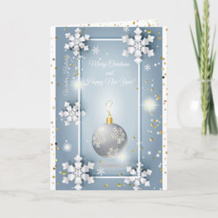 Merry Christmas & New Year! 2027 Silver Luxury Holiday Card