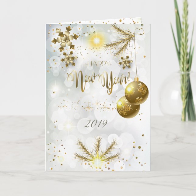 Merry Christmas & New Year! 20XX Gold Luxury Holiday Card (Front)