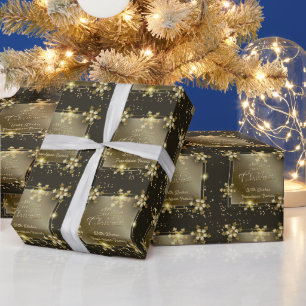 Merry Christmas & New Year! 20XX Gold Snow Luxury Wrapping Paper