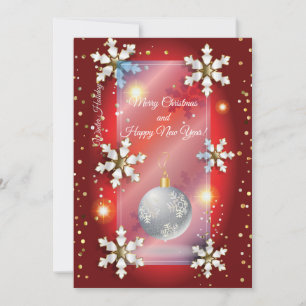 Merry Christmas & New Year! 20XX Silver Luxury Holiday Card