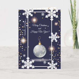 Merry Christmas & New Year! 20XX Silver Luxury Holiday Card