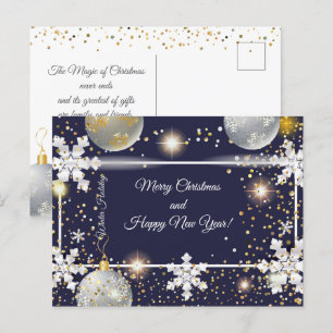 Merry Christmas & New Year! 20XX Silver Luxury Holiday Postcard