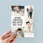 Merry Christmas New Year 4 Photo Collage Holiday Card<br><div class="desc">This stylish and festive multi-photo holiday card features handwritten styled type with a photo collage showcasing 4 of your photos. The back side features a floating dot pattern in matching colours. Just add your photos and text with a few taps and clicks and you're done. To customize even further, click...</div>