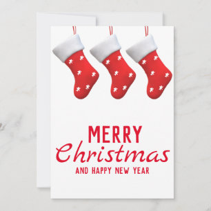 Merry Christmas New Year Christmas Socks Snowflake Holiday Card