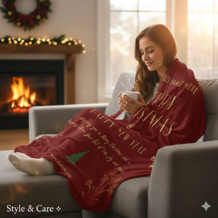 Merry Christmas New Year Festive Celebration Fleece Blanket