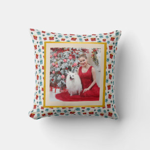 Merry Christmas & New Year gift background pattern Throw Pillow