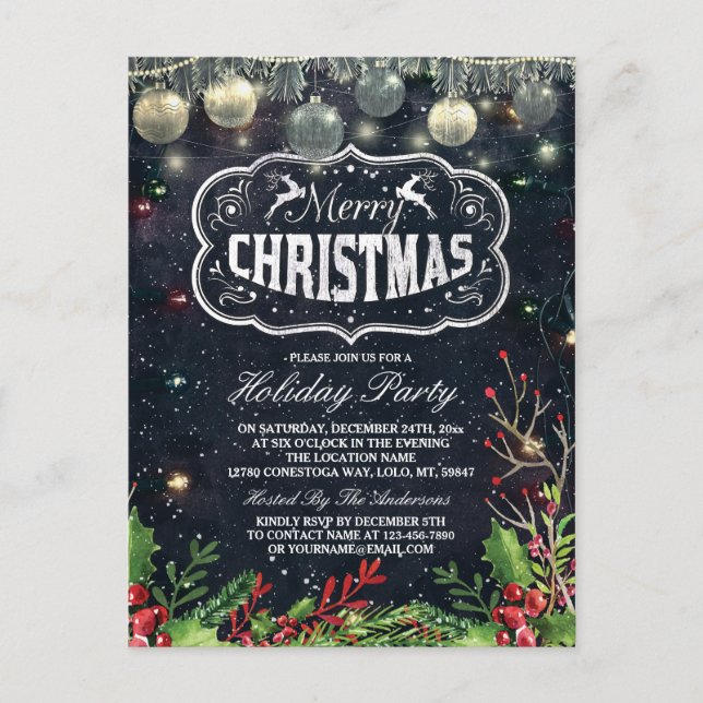 Merry Christmas New Year Holiday Party Celebration Postcard (Front)