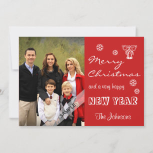 Merry Christmas New Year Personalized Photo Red Holiday Card